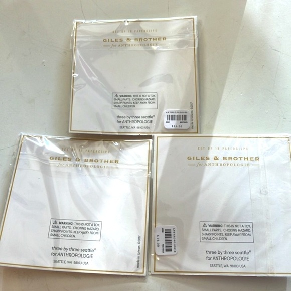 Anthropologie 3 Sets of 18 Long Gold Colored Safety Pin Paper Clips NEW Wrapped - Picture 2 of 4